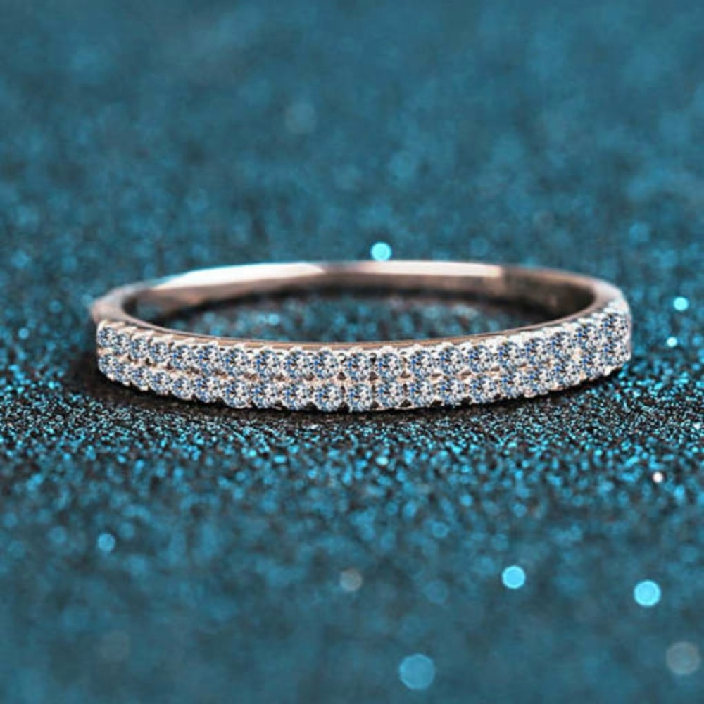 Sterling Silver Moissanite White Dainty Engagement Ring